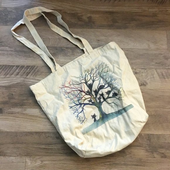 Illustrated Cat Tree Book Bag Tote Trick-or-Treat Bag - Picture 3 of 4